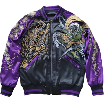 Front view of Gods of Storm sukajan jacket reversible from Sukajan Mall.