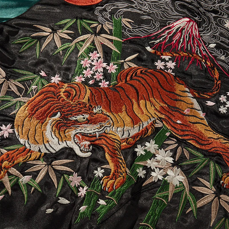 Tiger embroidery on reversible sukajan jacket from Sukajan Mall.