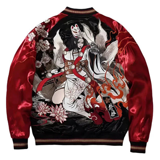 Back view of Nine Tailed Fox sukajan jacket from Sukajan Mall.