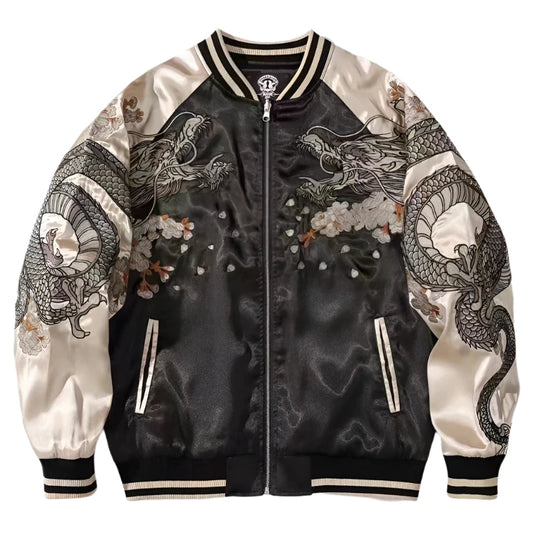 Front view of Sakura Dragon sukajan jacket from Sukajan Mall.